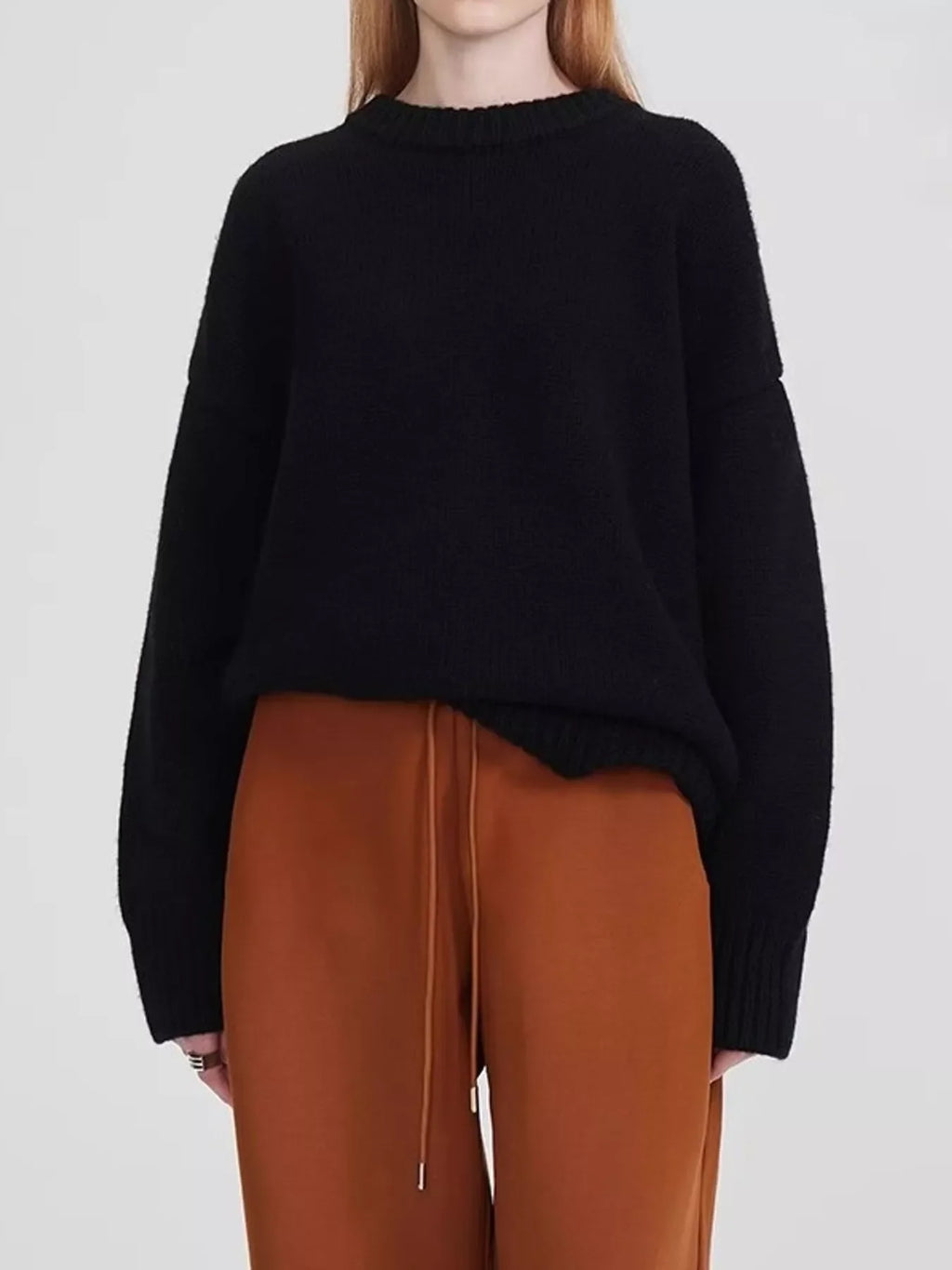Round Neck Dropped Shoulder Sweater