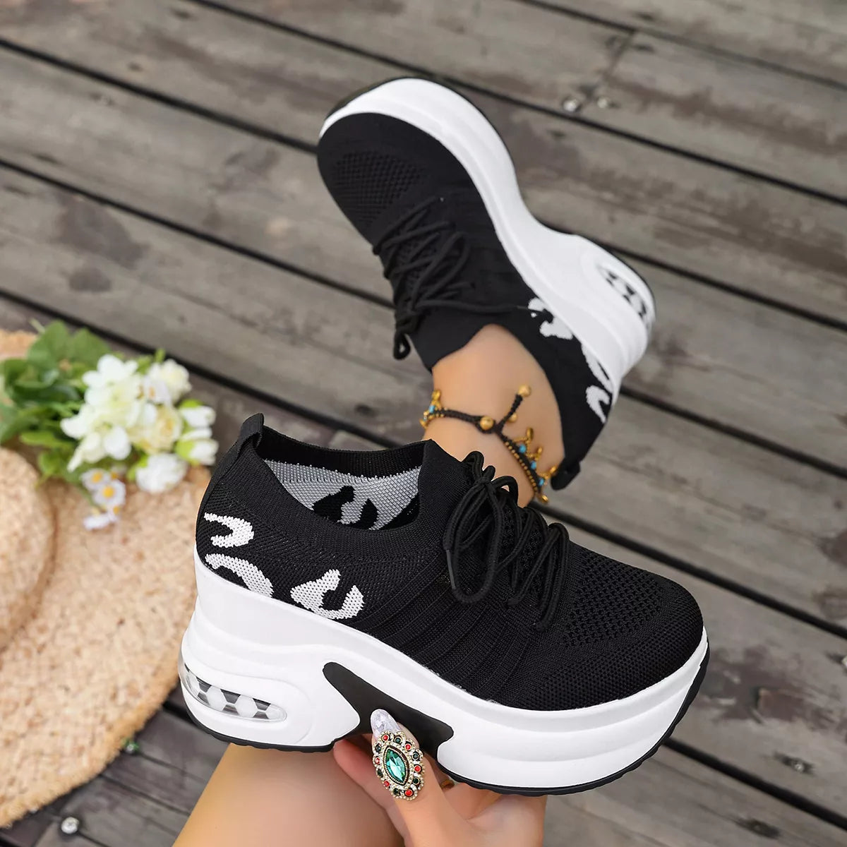 Round Toe Platform Sneakers