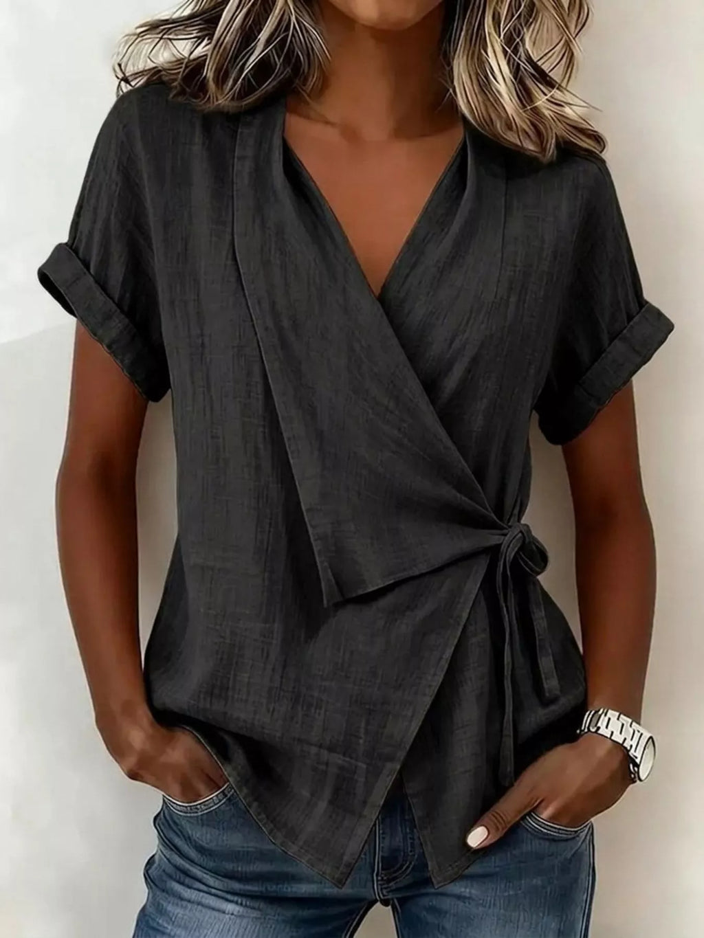 Tie-Side Detail Wrap Top