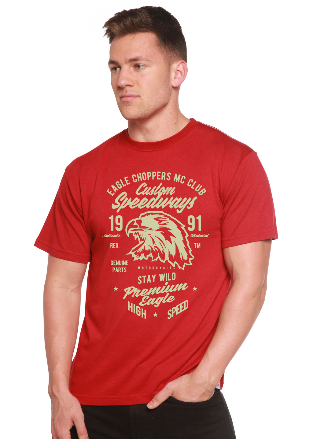Custom Speedways Premium Eagle Men's Bamboo Viscose/Organic Cotton Short Sleeve Graphic T-Shirt