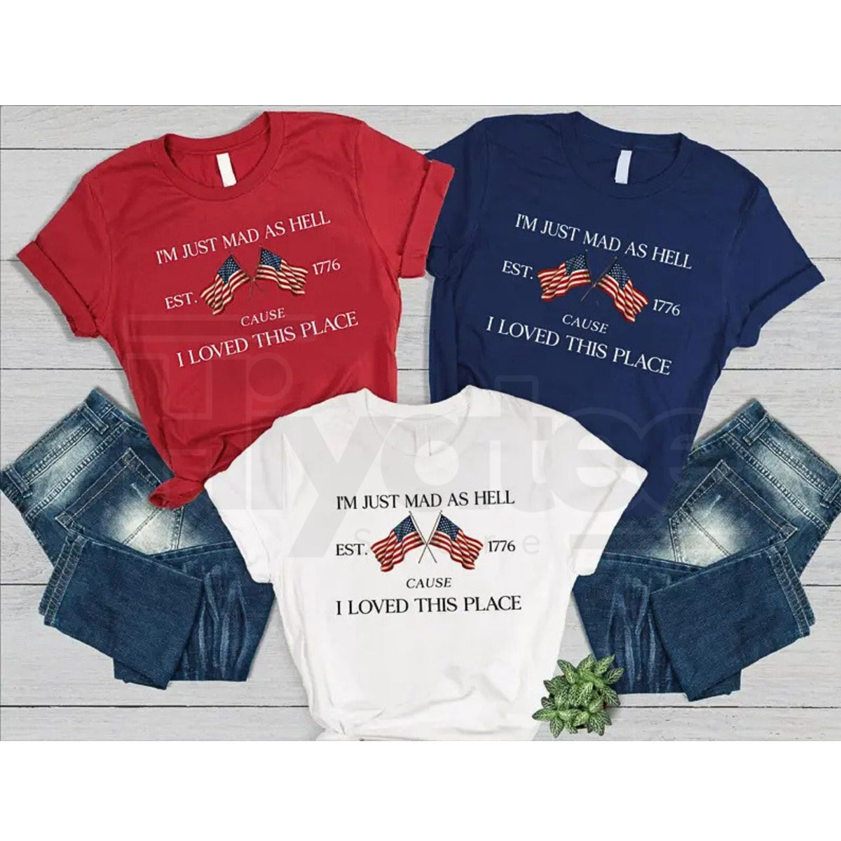 "I'm Just Mad" – 250th Anniversary Patriotic USA Flag Graphic Top