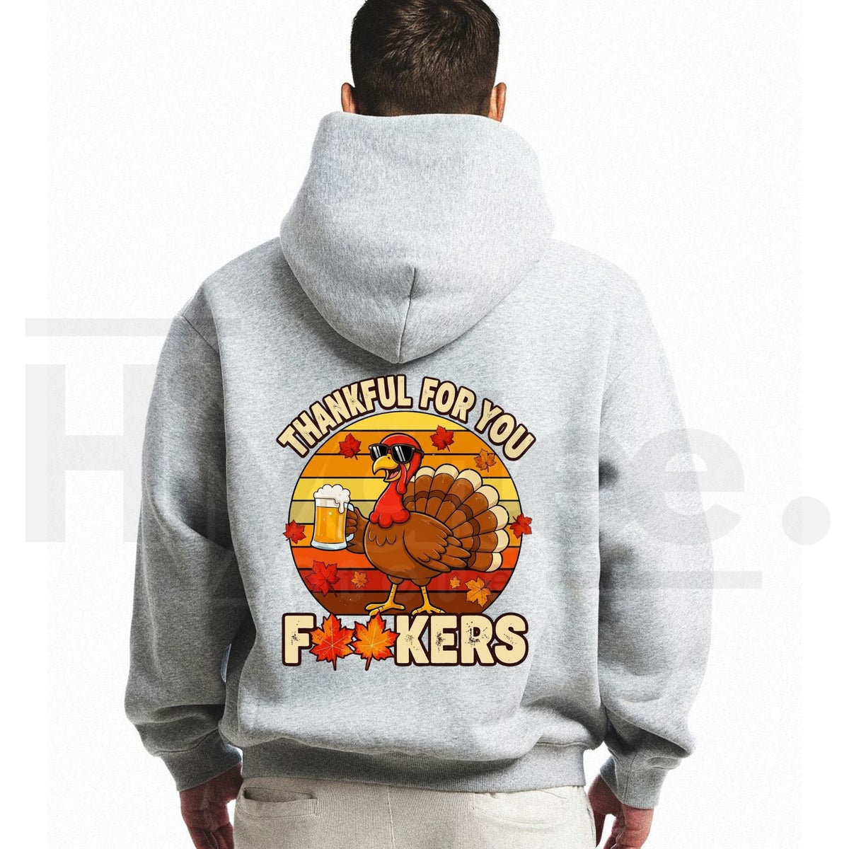 Men’s Thankful For You Graphic Hoodie – Thanksgiving Turkey Humor Casual Cotton Pullover