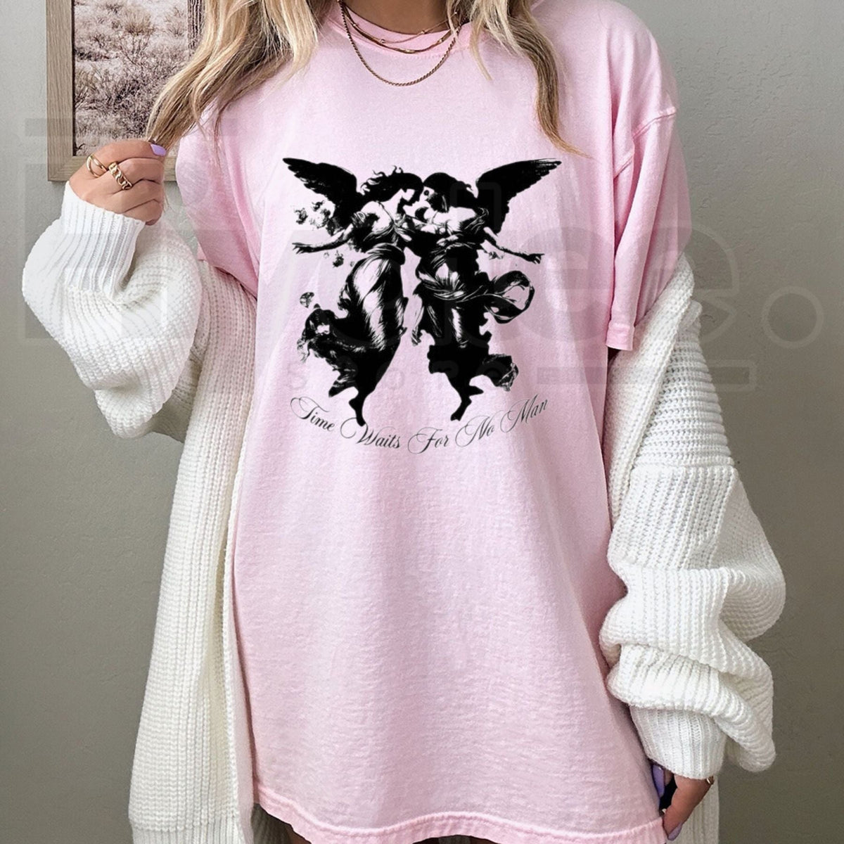 Time Waits For No Man T-Shirt – Vintage Dark Angel Goth Tee