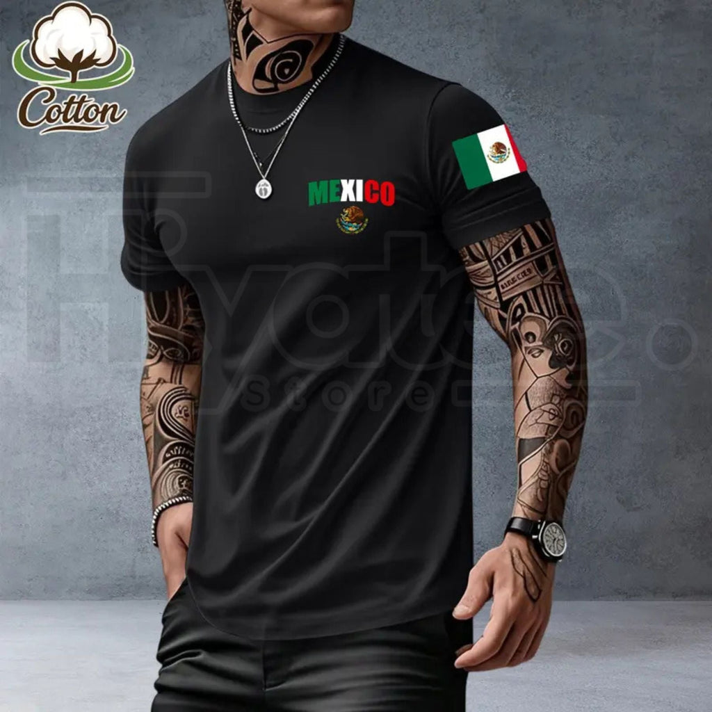 Men's Heavyweight Loose-Fit Mexican Heritage T-Shirt – Summer Casual Streetwear Tee