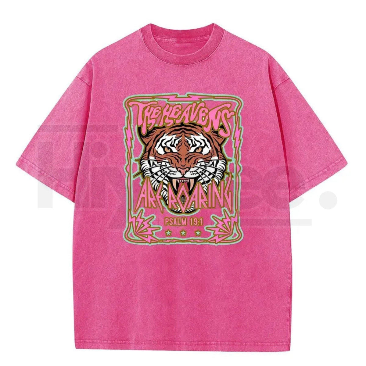 Wayii Fashion "The Heavens" Roaring Tiger Acid Wash Vintage T-Shirt