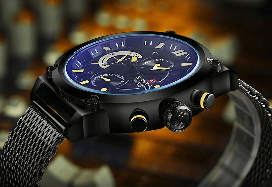 Men's Multifunction Analog Quartz Watches Waterproof Wrist Watch With Stainless Steel Mesh Band Excellent Design Perfect Gift