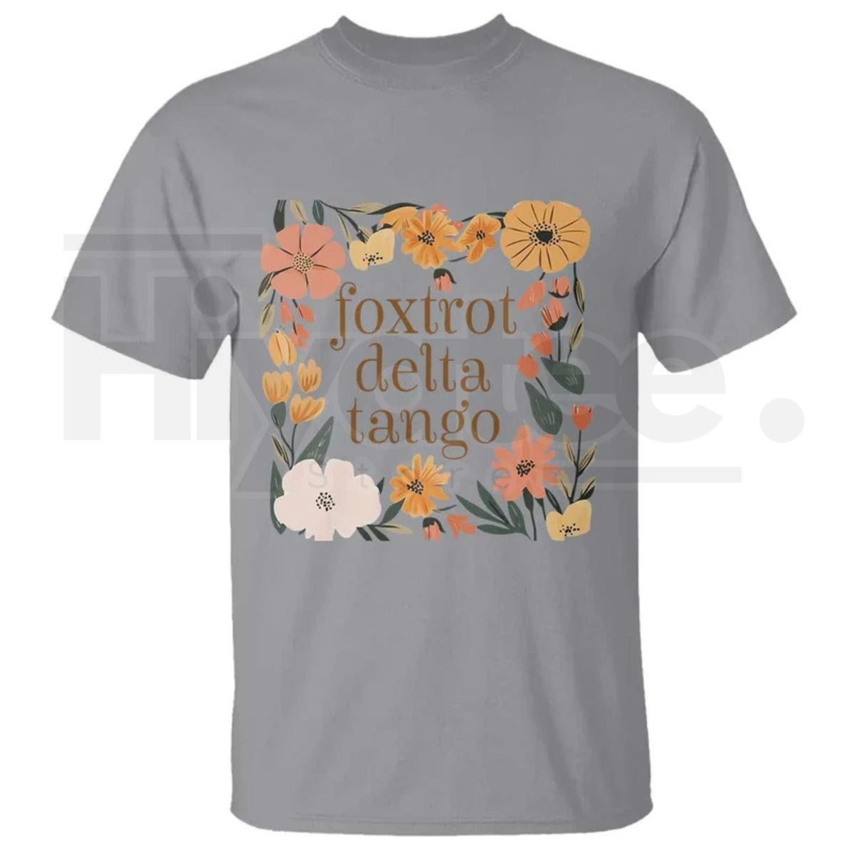 Foxtrots Deltas Tangos Boho Floral T-Shirt – Funny Military Phonetic Humor Tee