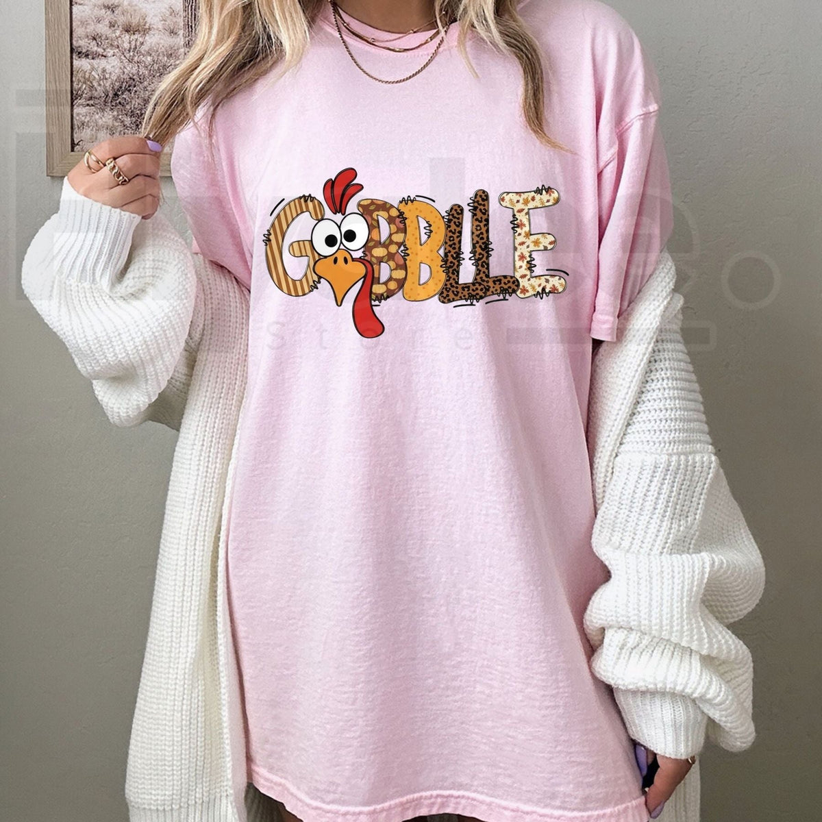 Cute Gobble Thanksgiving Turkey T-Shirt – Family Matching Fall Graphic Crewneck Tee