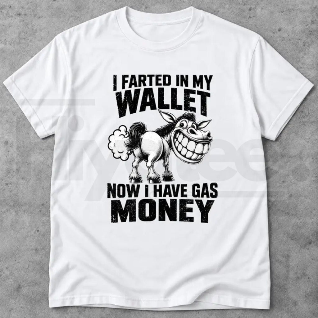 Funny Donkey Gas Money T-Shirt – High Gasoline Prices Joke Graphic Tee