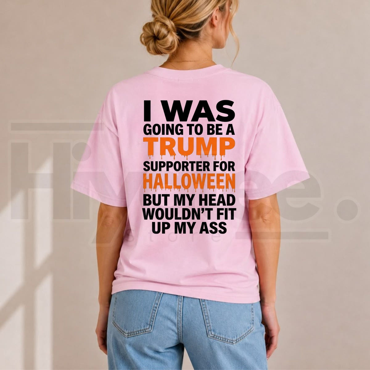 Satirical Political Humor Back Print T-Shirt – Funny Slogan Halloween Party Graphic Tee