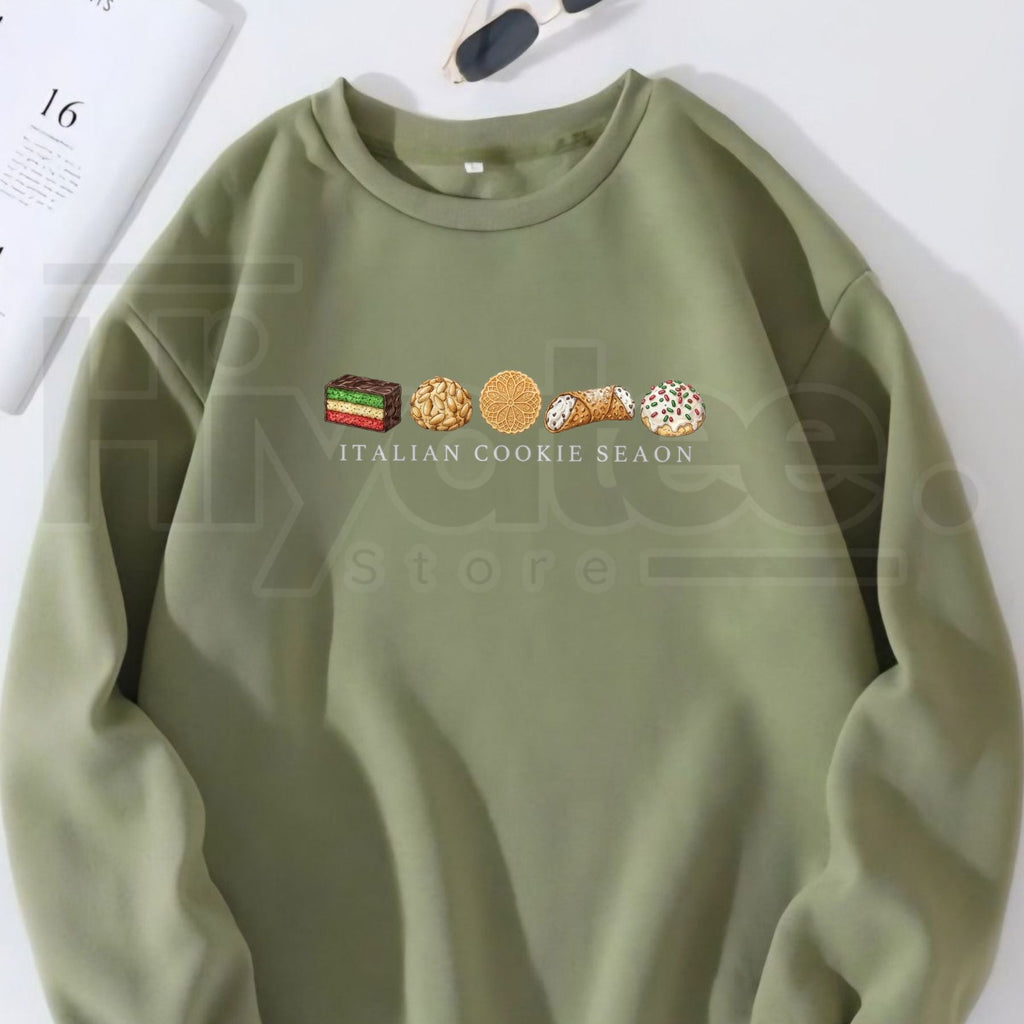 Italian Cookie Christmas Sweatshirt, Retro Holiday Bakery Graphic Pullover