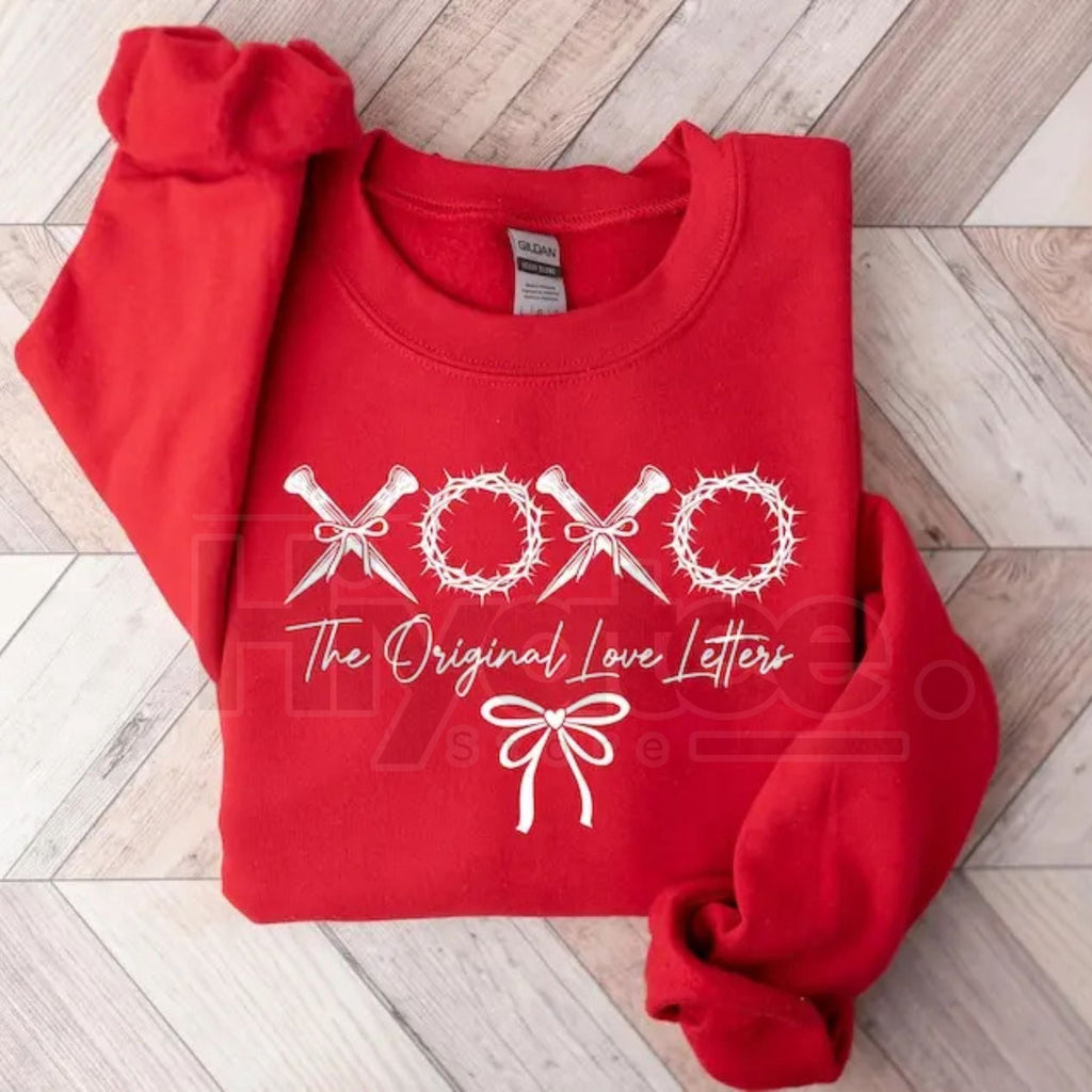 XOXO The Original Love Letters Sweatshirt: Christian Valentine’s Bow Shirt