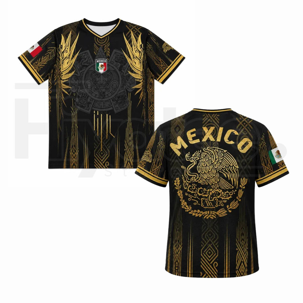 Men's Mexican Aztec Soccer Top – Mexico 2026 Jersey, Casual Sports Fan Gear for Game Day & Training