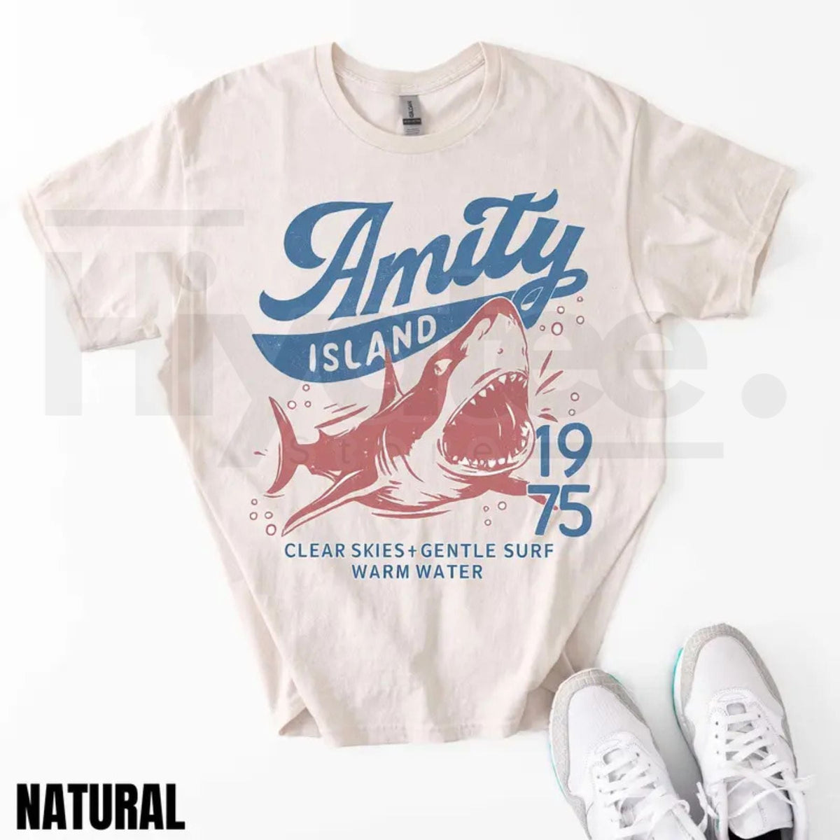 "Amity Island 1975" – Retro Movie Inspired Beach Graphic Top
