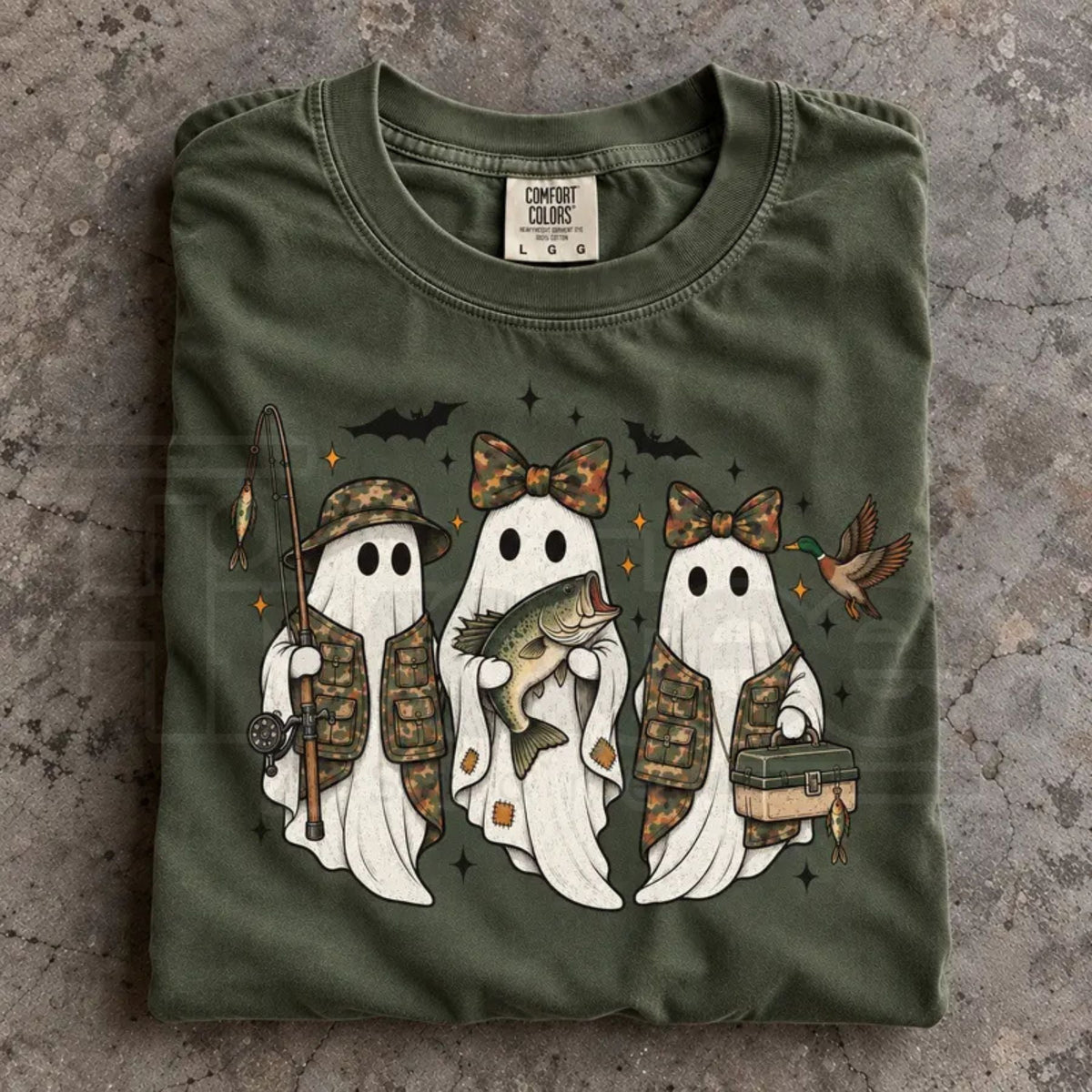 Fishing Season Ghosts Camo Ghost Halloween Comfort Colors Tee