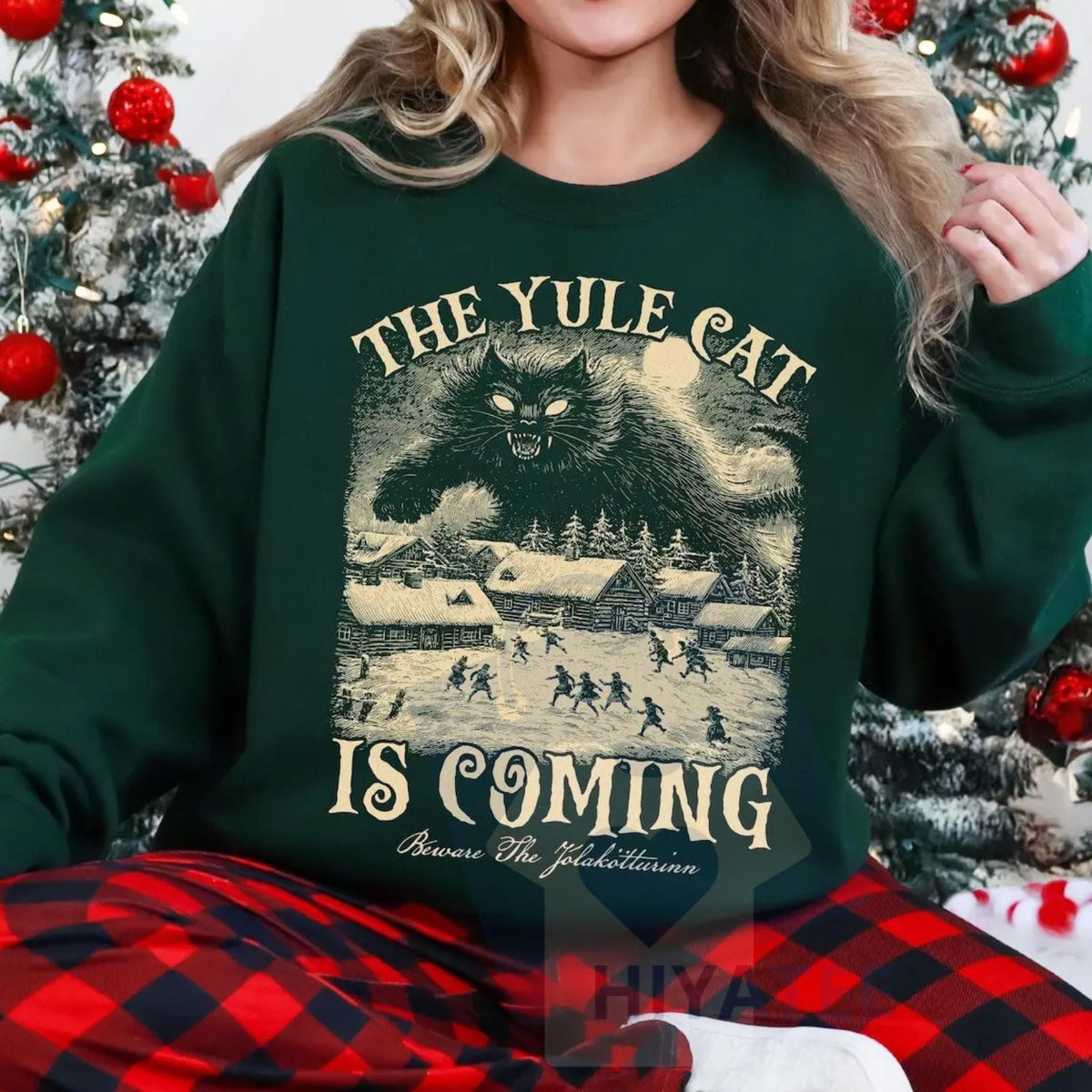 The Yule Cat Is Coming Sweatshirt: Gothic Christmas, Iceland Folklore, Pagan Gift, Folklore Shirt, Winter Solstice Apparel