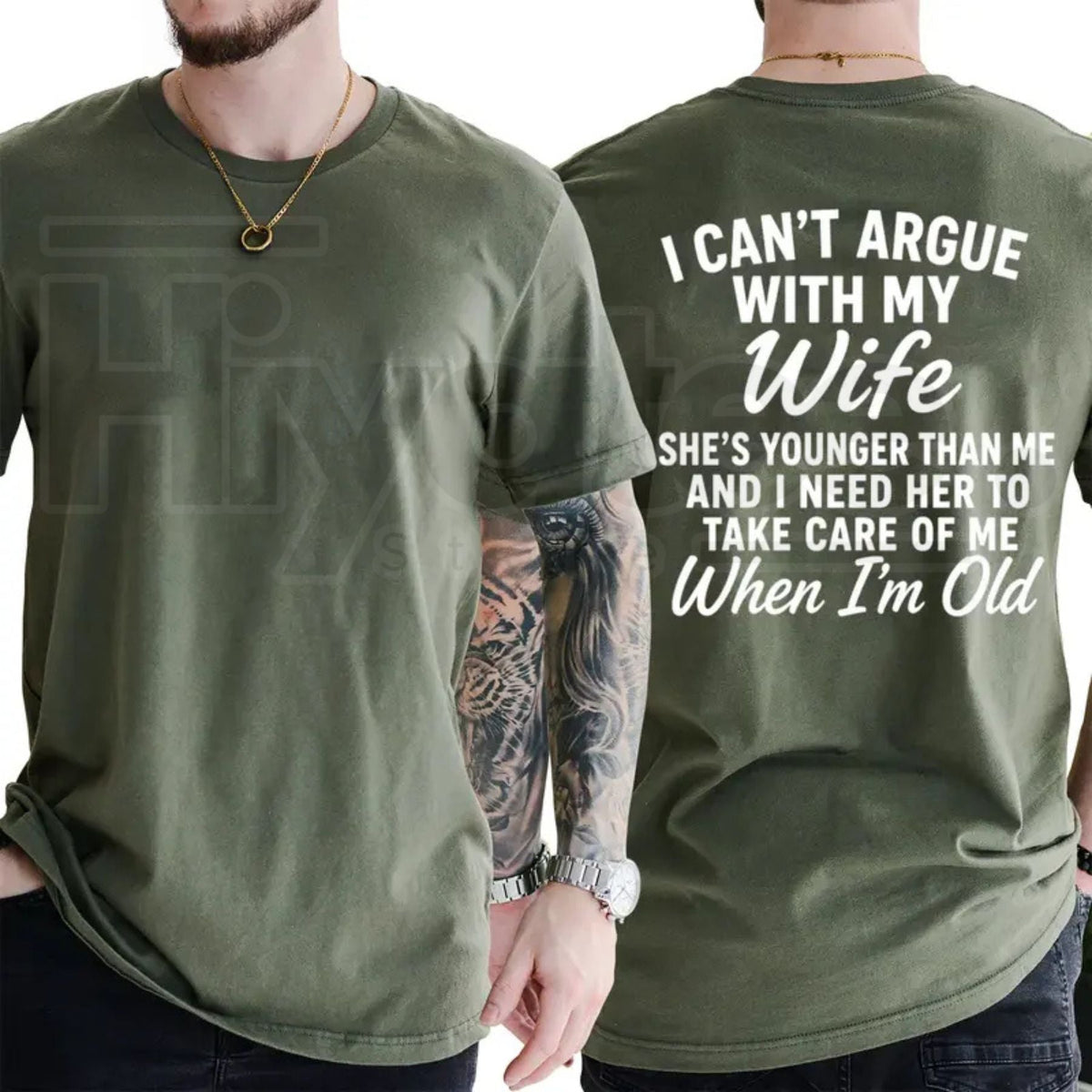 I Can't Argue With My Wife She's Younger Than Me T-Shirt – Funny Husband Marriage Graphic Tee