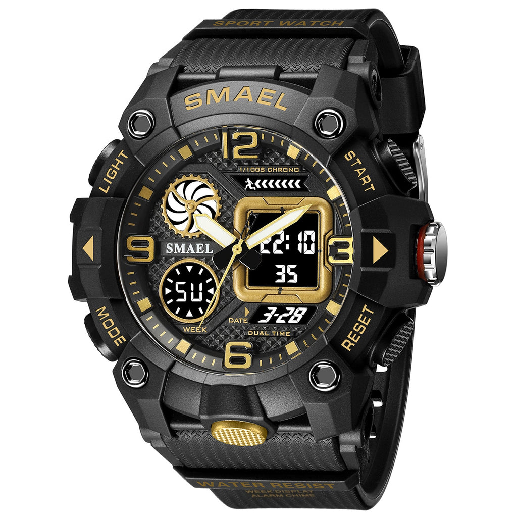 Sport Watch For Men WIth  Dual Time Waterproof 50M Miliatry Watches Chronograph Alarm Army Wristwatch
