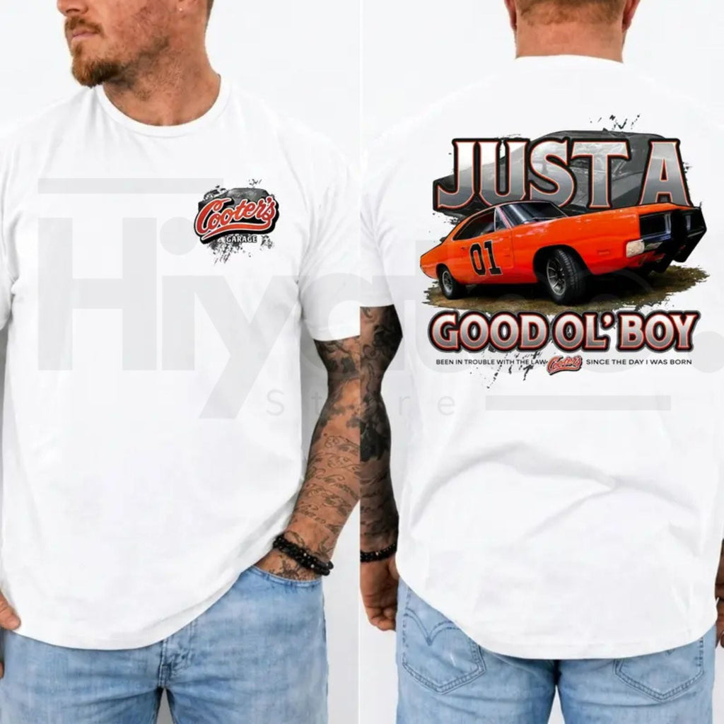 Just A Good Ol’ Boy General Lee 01 T-Shirt – Dukes of Hazzard 1979 2-Sided Retro Shirt, Classic TV Show Gift for Him