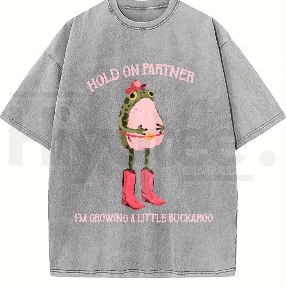 Hold On Partner I'm Growing A Little Buckaroo Vintage Washed T-Shirt – Retro Cowboy Frog Graphic Tee