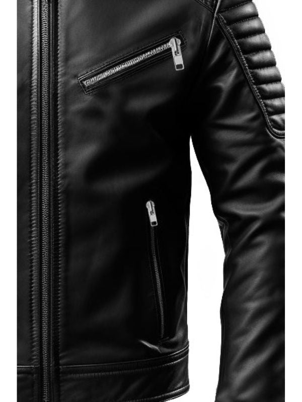 Men's Black Slim Fit Leather Biker Jacket
