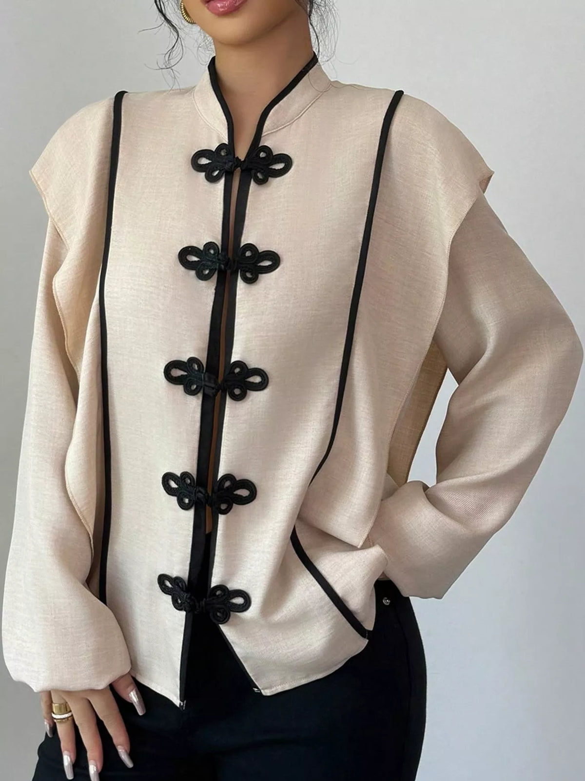 Chinese-Style Mandarin Collar Blouse