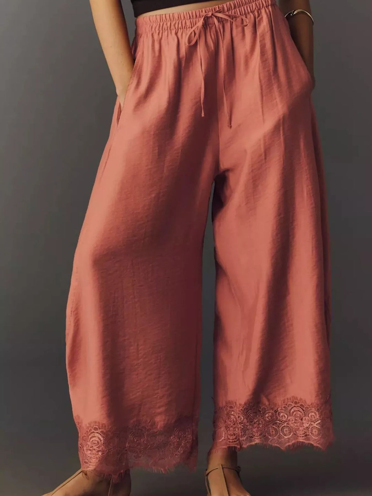 Drawstring Wide Leg Pants