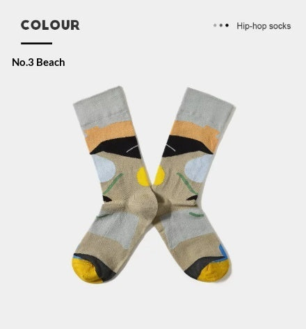 French Creative Socks Illustration Art Socks For Men And Women Couples
