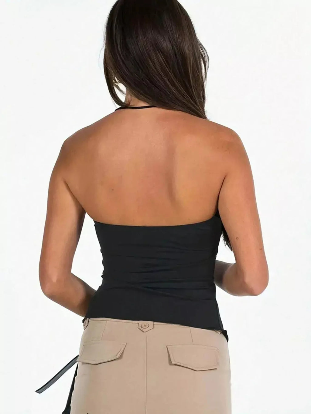 Strapless Ruched Drawstring Cami Top