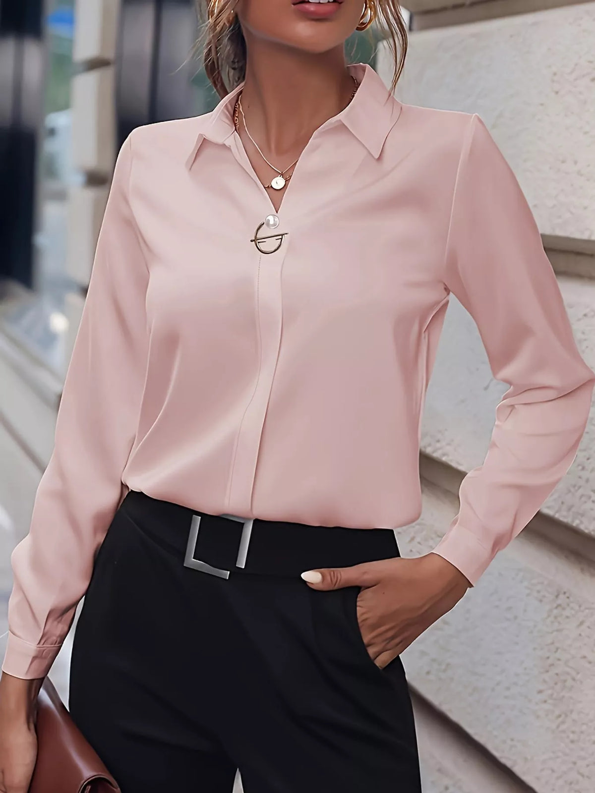 Long Sleeve Satin Blouse