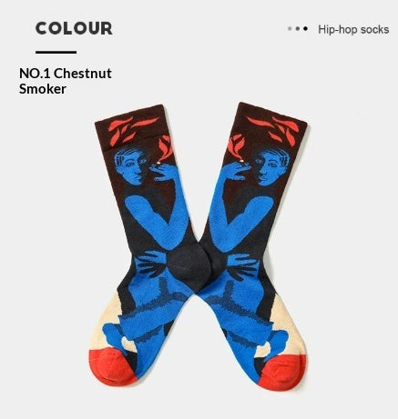 French Creative Socks Illustration Art Socks For Men And Women Couples