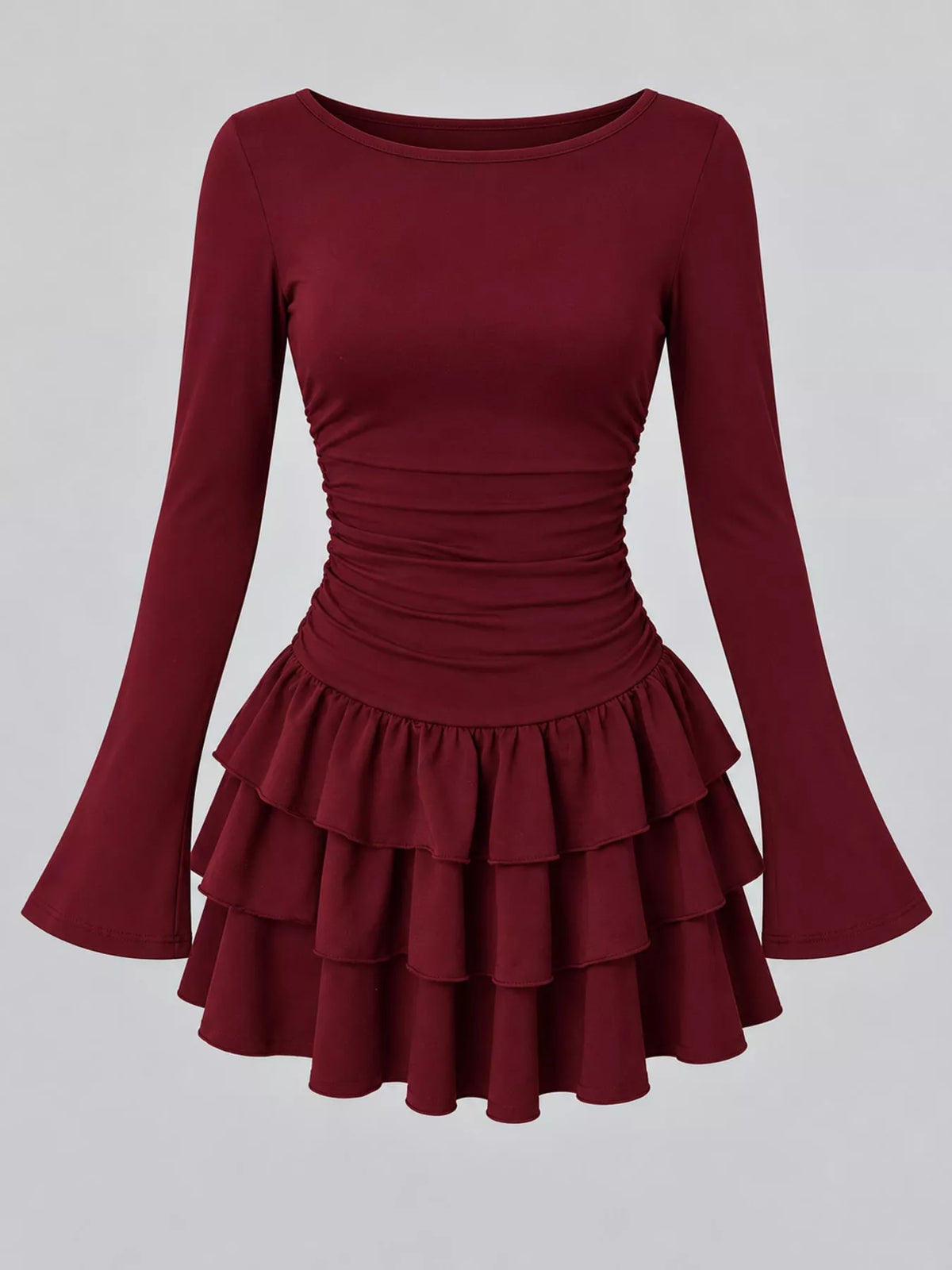 Layered Ruffle Long Sleeve Mini Dress