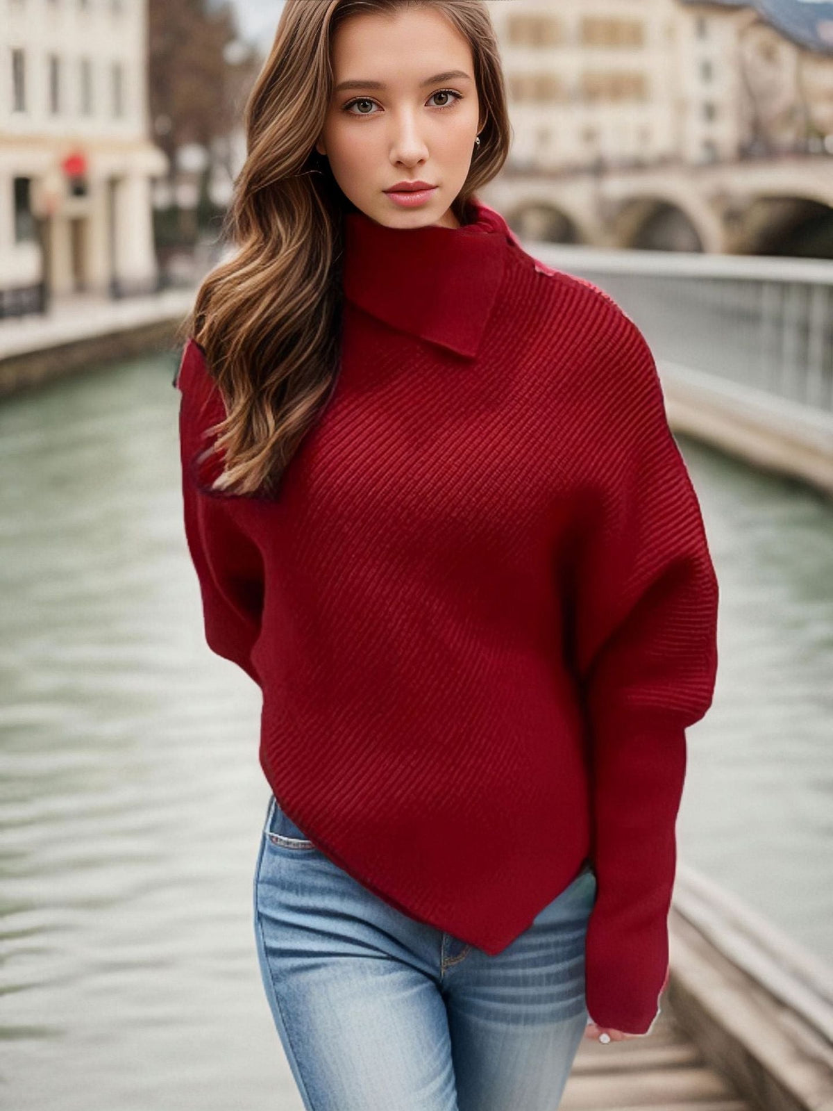 Irregular Outerwear Turtleneck Sweater Women's