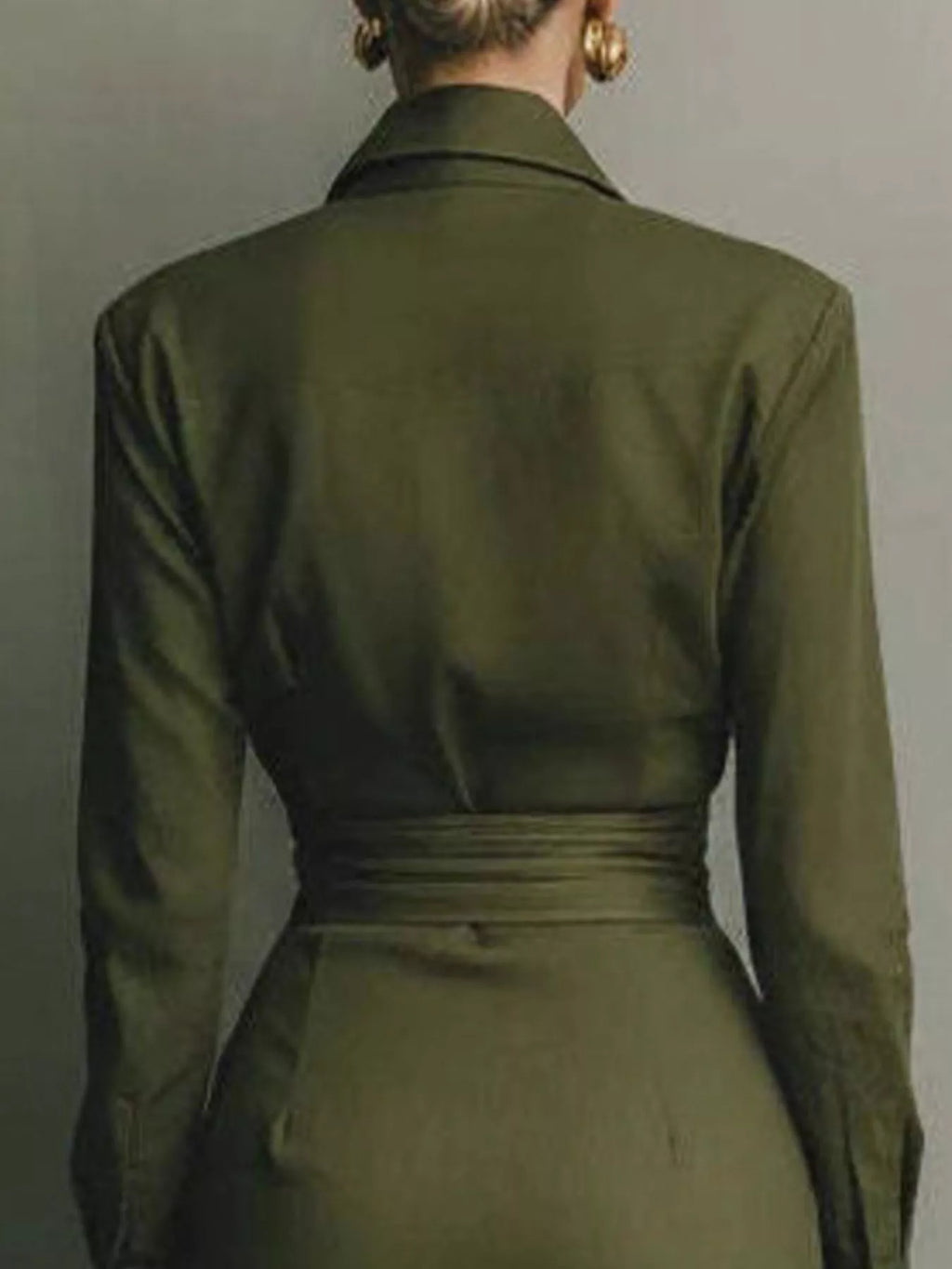 Long-Sleeve Wrap Midi Shirt Dress
