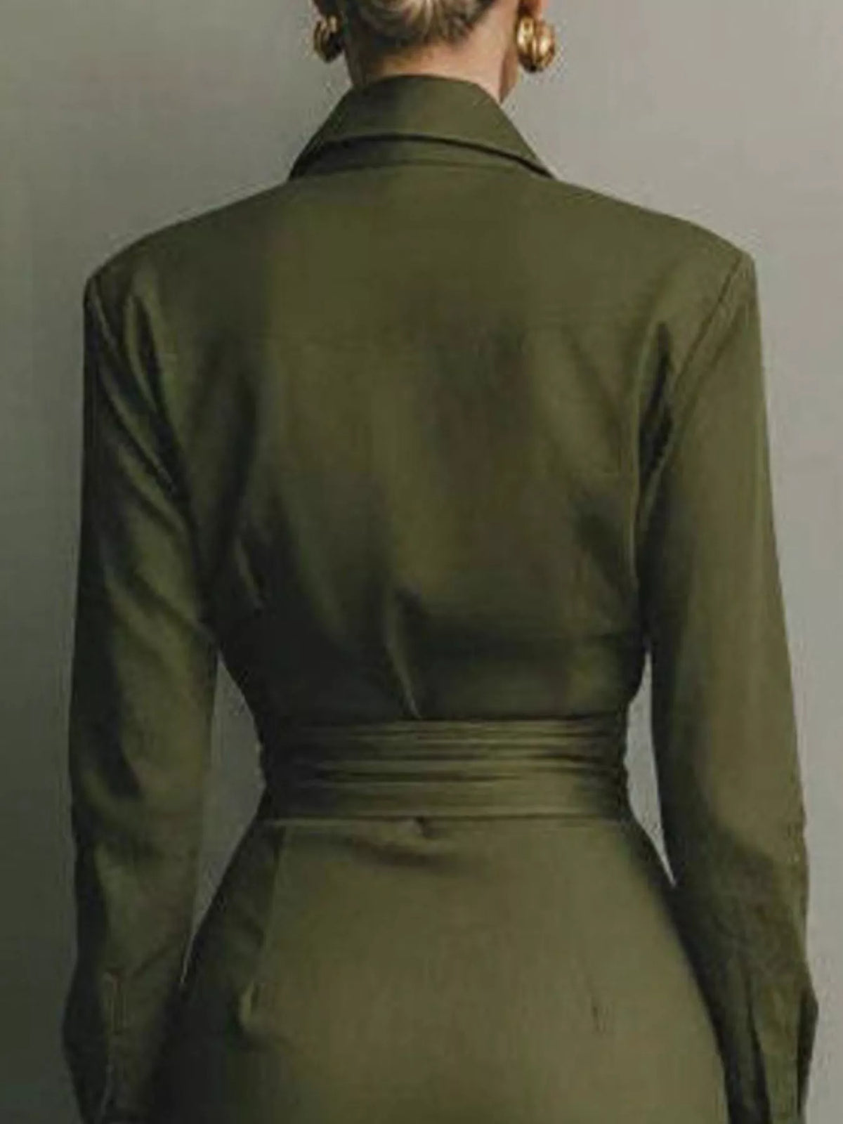 Long-Sleeve Wrap Midi Shirt Dress
