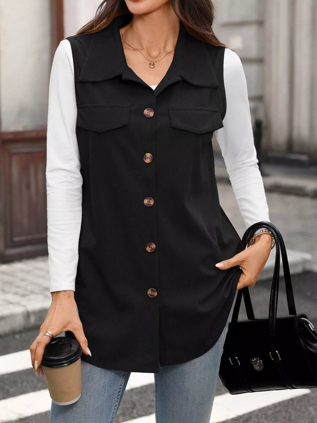 Button-Down Utility Vest Coat