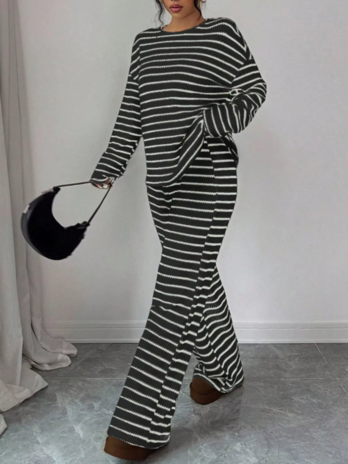 Striped Relaxed Fit Top and Pants Set