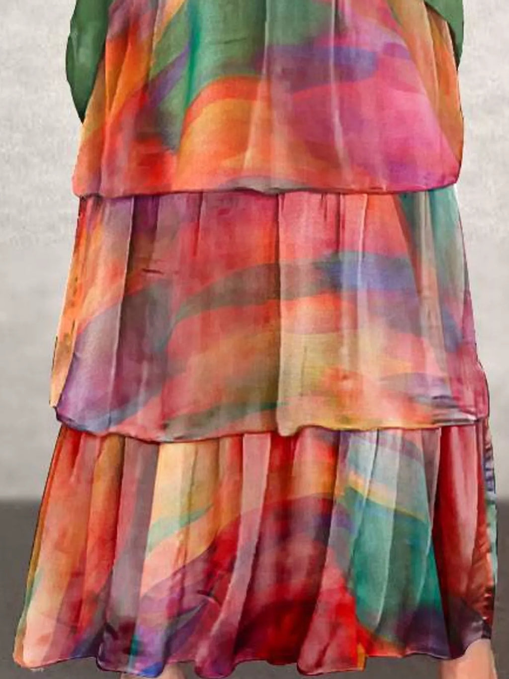 Full Size Layered Batwing Sleeve Maxi Dress Plus Size