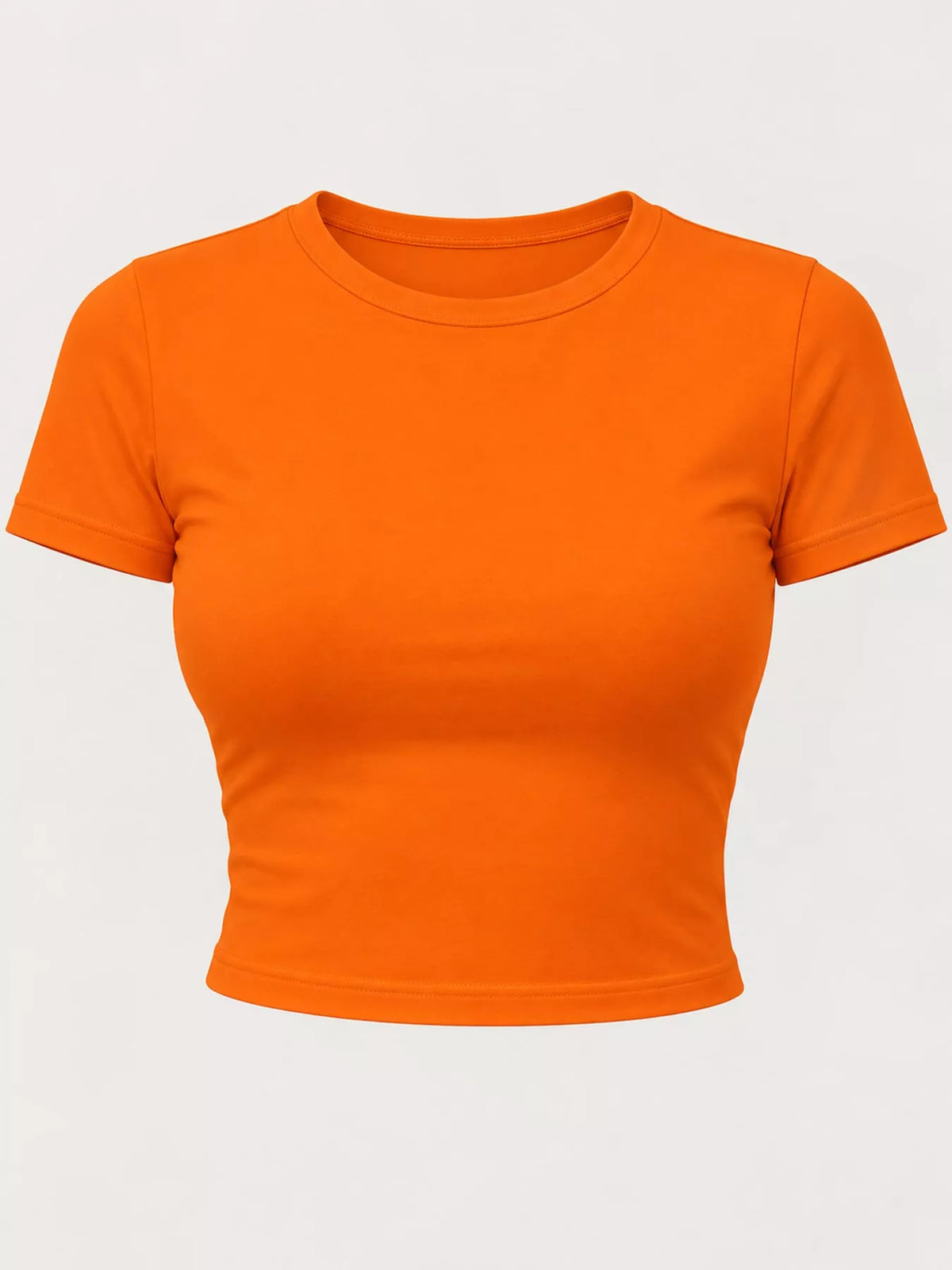 Slim Fit Basic Crew Neck Short Sleeve Crop T-Shirt