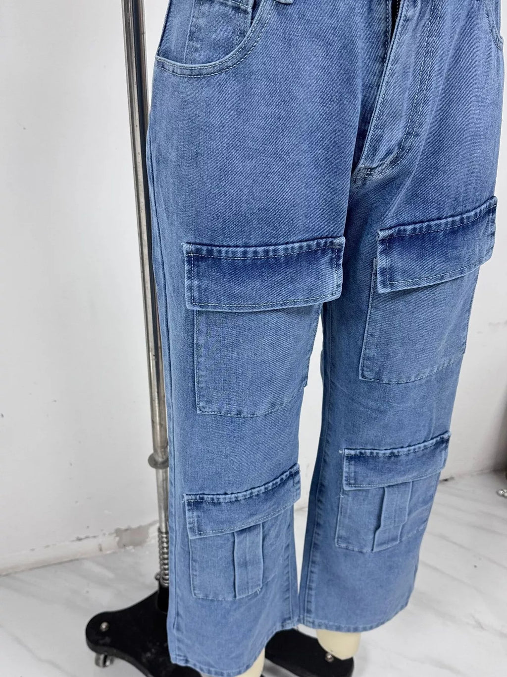High-Waisted Wide-Leg Cargo Jeans