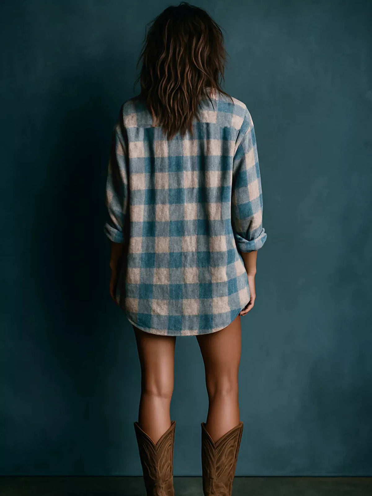 Full Size Oversized Plaid Button-Down Shirt Dress Plus Size