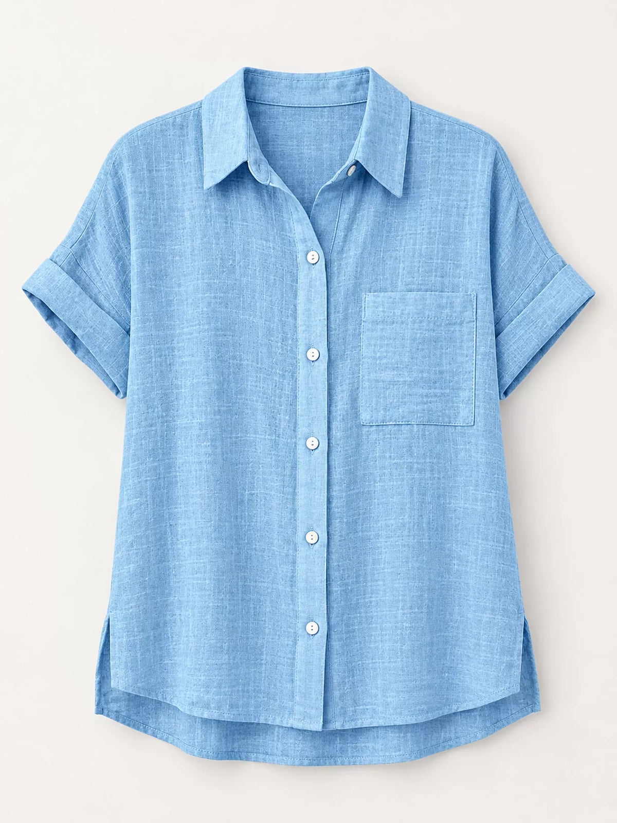 Full Size Button Up Short Sleeve Shirt Plus Size