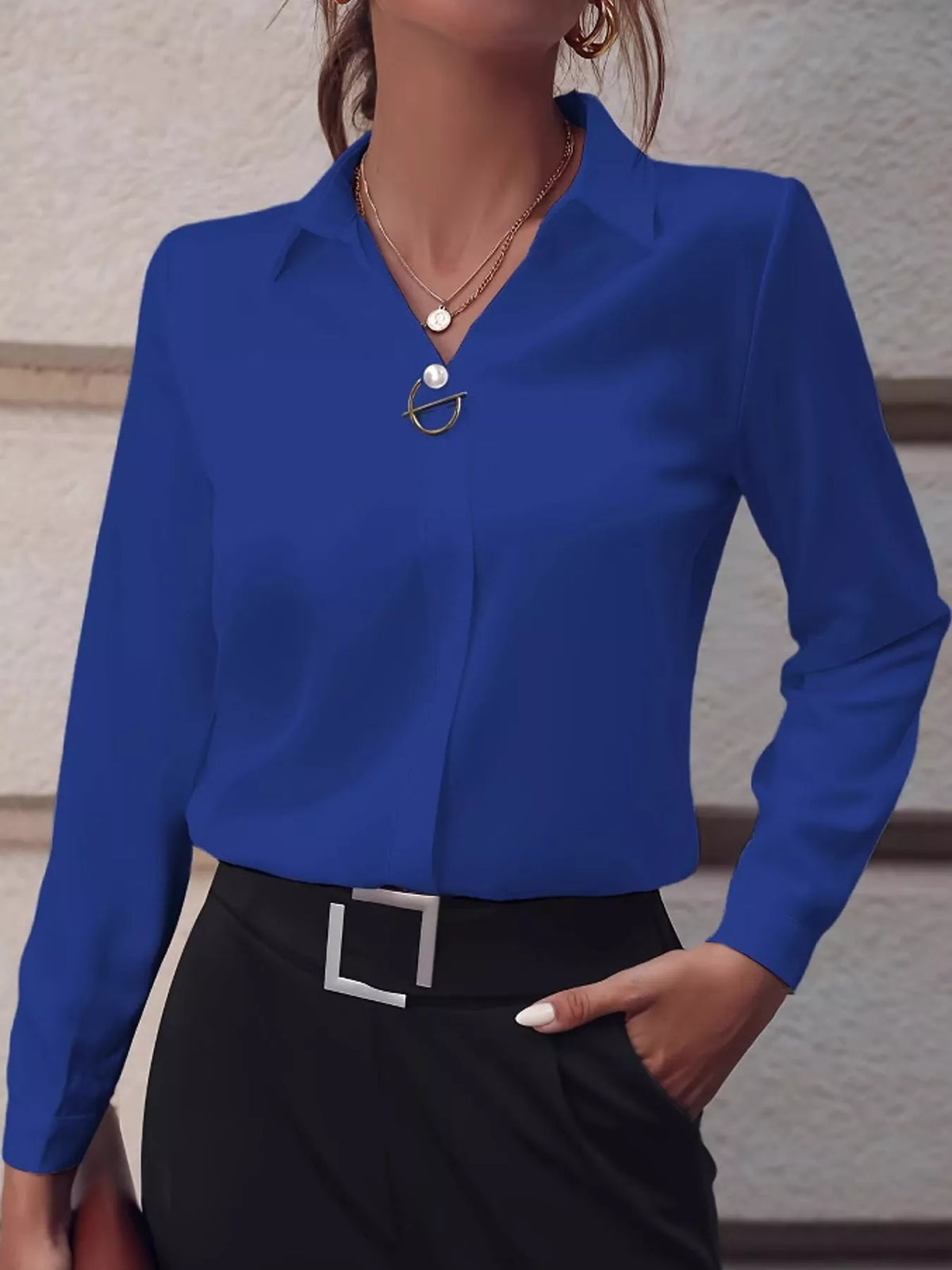 Long Sleeve Satin Blouse