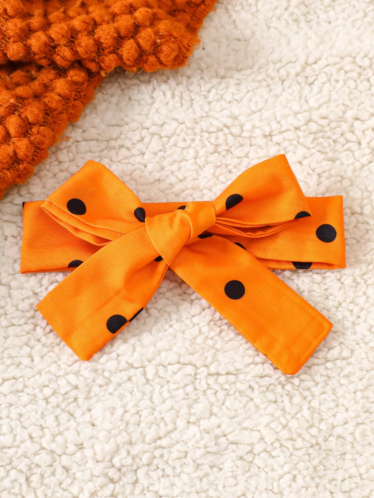 Children's Halloween Pumpkin Polka Dot Bodysuit and Headband Set