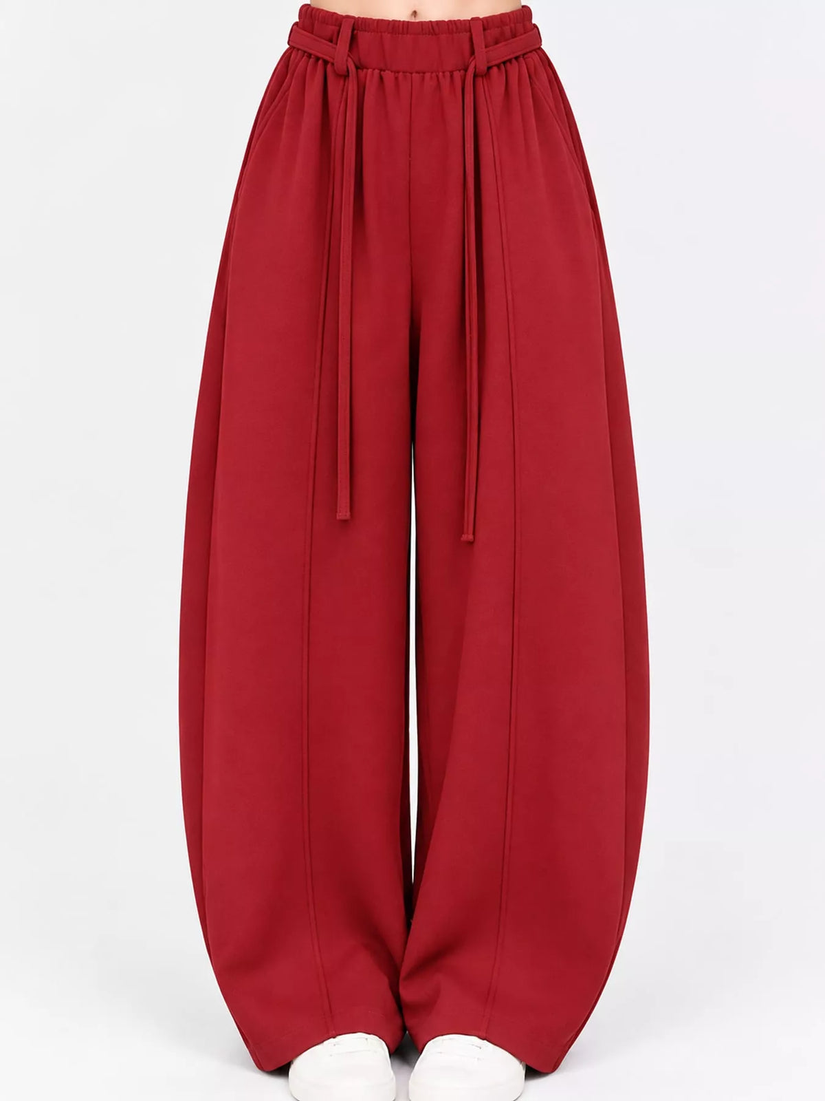 Drawstring Wide-Leg Casual Pants