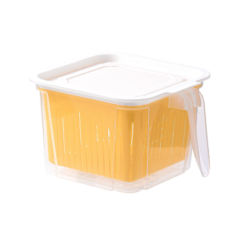 Refrigerator Double-layer Fruit And Vegetable Food Storage Container With Lid Drain And Refrigerate