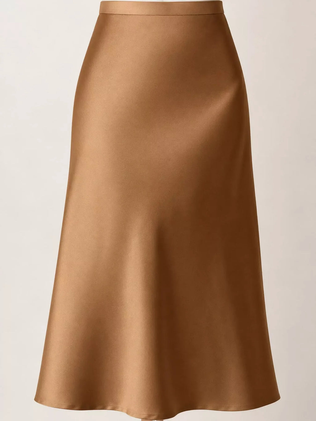 High-Waisted Satin Midi Skirt