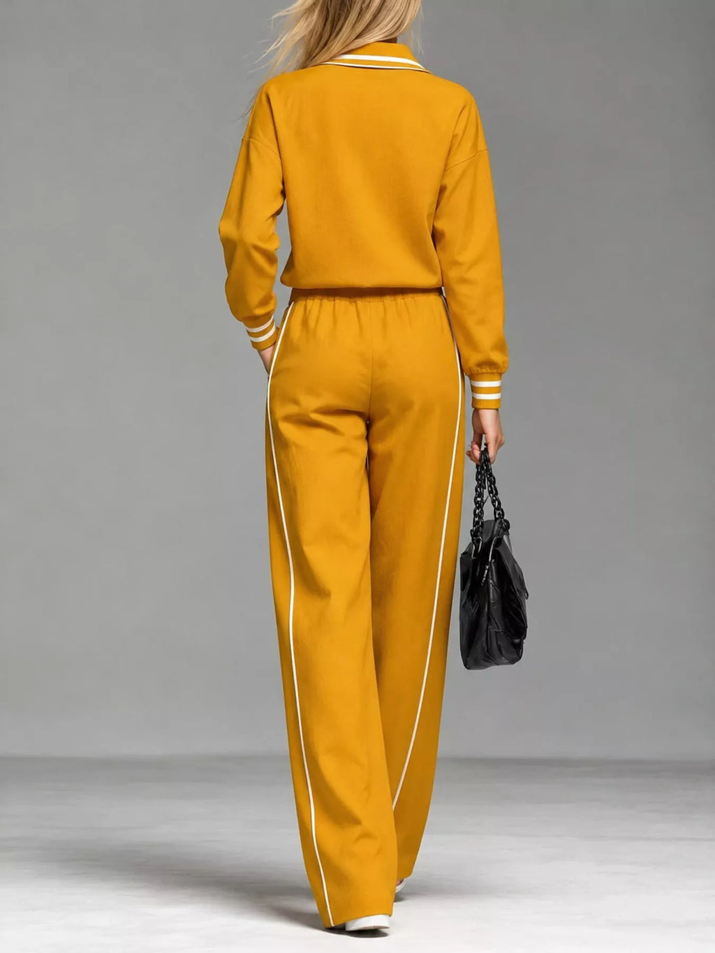 Striped Half Zip Top and Pants Set