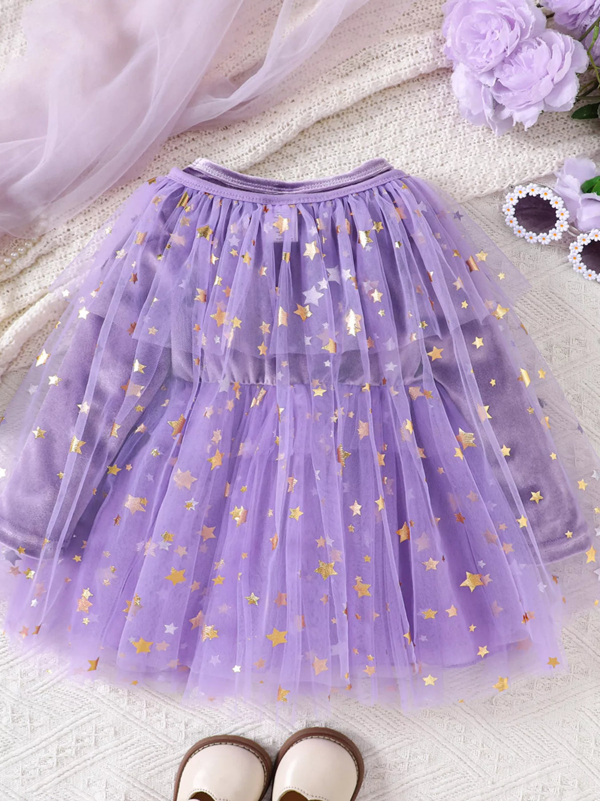 Children's Halloween Velvet Dress and Mesh Cape Set