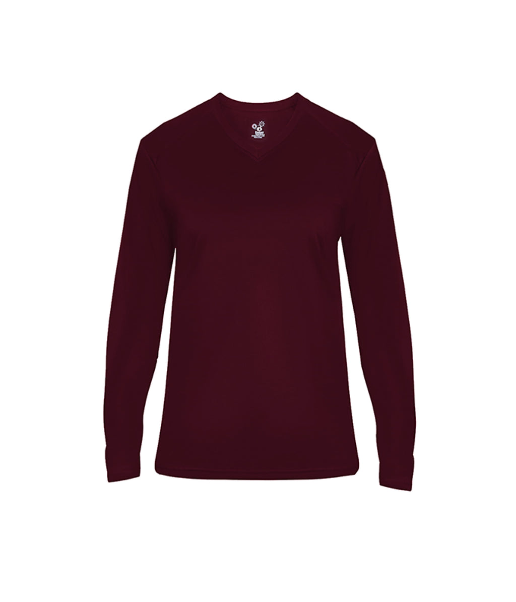 WOMEN'S ULTIMATE V-NECK LONG-SLEEVE T-SHIRT - MOISTURE-WICKING PERFORMANCE